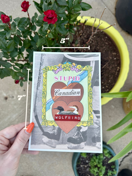 Stupid Canadian Wolfbird Art Print (5x7) - Valentine's Day Gift