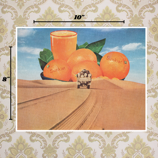 Vintage Orange Juice Print - Handmade Collage Art