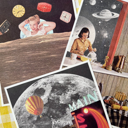 Limited Edition Large Wall Art Bundle - 9 Fine Art Prints of Handmade Vintage Collages (4x6, 5x7, 8x10)