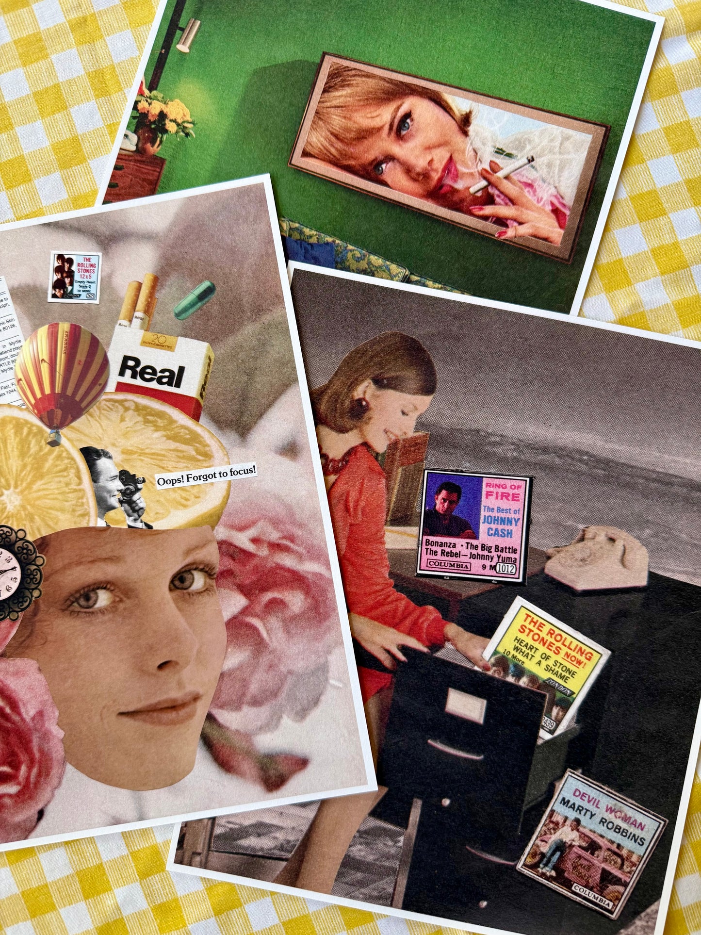 Limited Edition Large Wall Art Bundle - 9 Fine Art Prints of Handmade Vintage Collages (4x6, 5x7, 8x10)