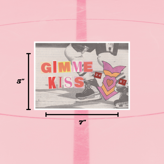 Gimme Kiss Art Print (5x7) - Hockey Valentine's Day Gift