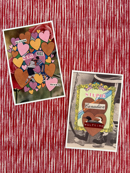 Valentine’s Day Hockey Postcards (Set of 5) – Vintage Collage Prints