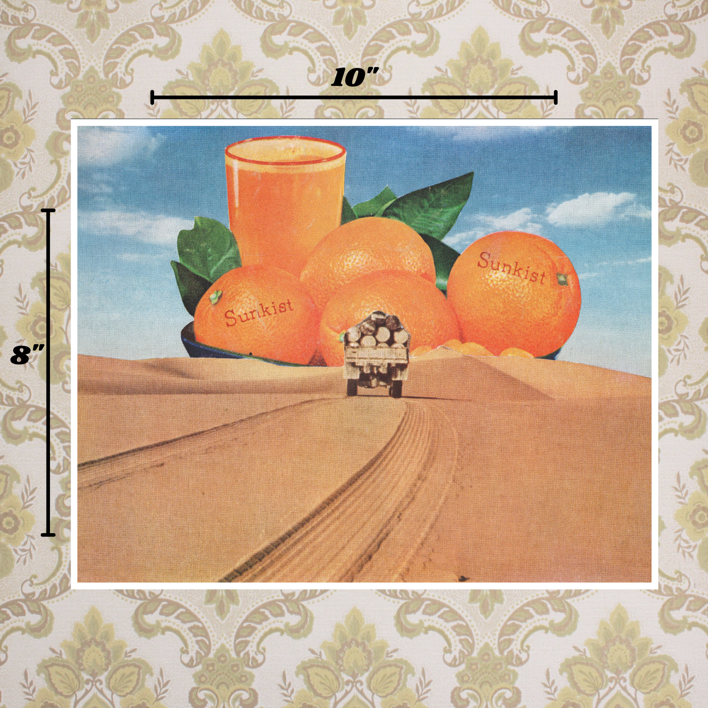 Vintage Orange Juice Print - Handmade Collage Art