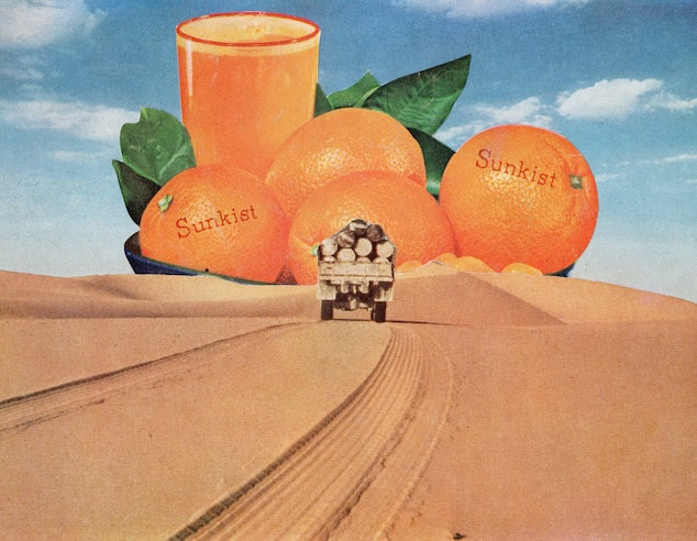 Vintage Orange Juice Print - Handmade Collage Art